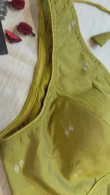 V-Cut Jamdani Silk Blouse (Padded)